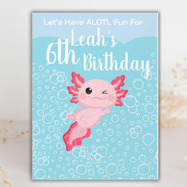 Niedlich Pink Girls Axolotl Geburtstagsparty Acrylschild