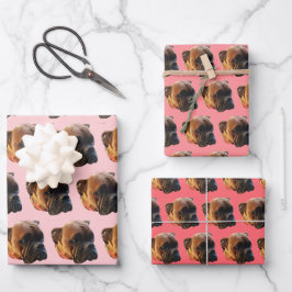 Niedlich Pink Girly Boxer Dog  Geschenkpapier Set