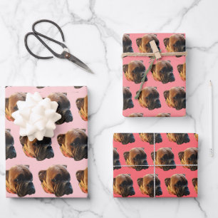 Niedlich Pink Girly Boxer Dog  Geschenkpapier Set