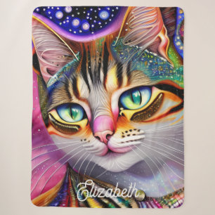 Niedlich Pink Girly Cat Personalisierter Name. Sherpadecke