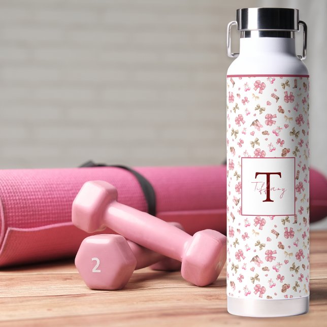 Niedlich Pink Girly Cowgirl Coquette Boots & Bows Trinkflasche (Von Creator hochgeladen)