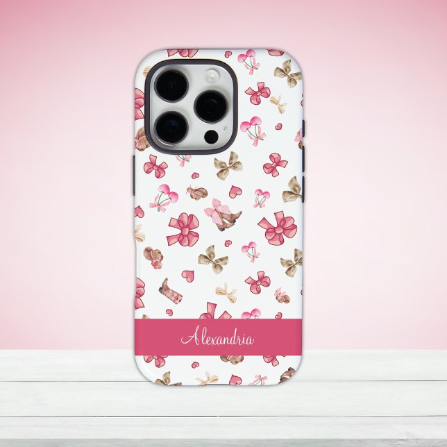Niedlich Pink Girly Cowgirl Coquette Personalisier iPhone 16 Pro Hülle (Von Creator hochgeladen)