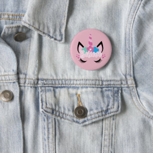 Niedlich Pink glauben an Einhörner Magische Blüte Button