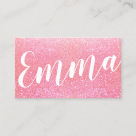 Niedlich Pink Glitzer Handgeschriebene Skriptkalli Visitenkarte