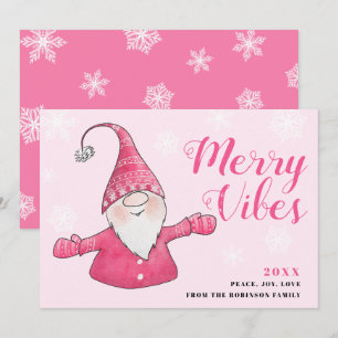 Niedlich Pink Gnome Merry Vibes Weihnachten
