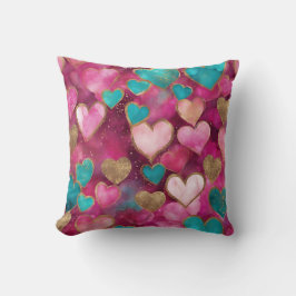 Niedlich Pink Gold Aquamariner Glitzer Valentine L Kissen
