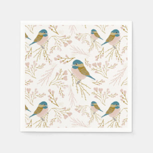 Niedlich Pink Gold Chickade Hearts Floral Serviette