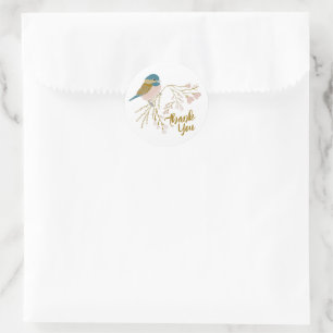 Niedlich Pink Gold Chickadee Vielen Dank Runder Aufkleber