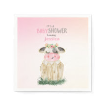 Niedlich Pink Gold Kuh Kinderdusche Personalisiert