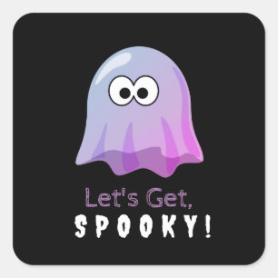 Niedlich Pink Google Eyes Ghost: Spooky & Whimsica Quadratischer Aufkleber
