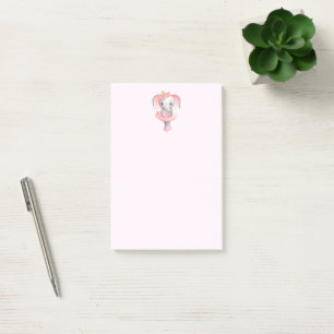 Niedlich Pink & Gray Elephant Ballerina Post-it Klebezettel