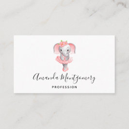 Niedlich Pink & Gray Elephant Ballerina Visitenkarte