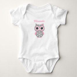 Niedlich Pink & Gray Owl Baby Girsey Bodysuit Baby Strampler