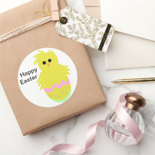 Niedlich Pink Green Chick Egg Osterkleber Runder Aufkleber