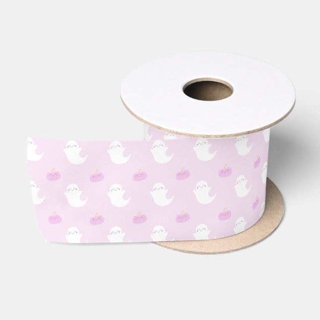 Niedlich Pink Halloween Ghost und Pumpkin Satinband (Spule)