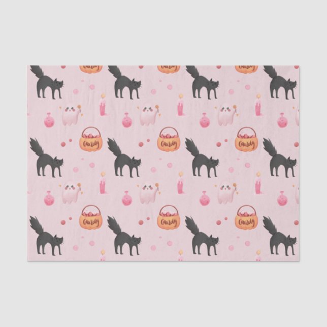 Niedlich Pink Halloween Party Seidenpapier (Vorderseite)
