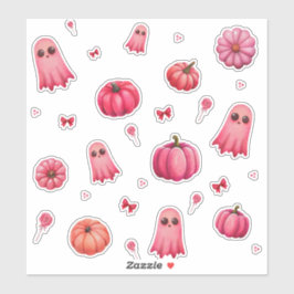 Niedlich Pink Halloween Pumpkins Aufkleber