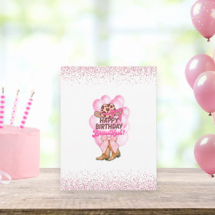 Niedlich Pink Happy Birthday Beautiful Girly Cowgi Karte