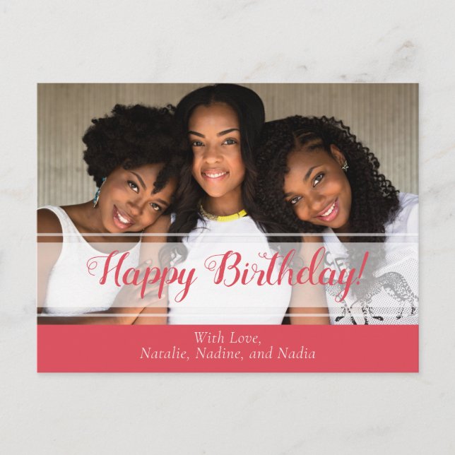 Niedlich Pink Happy Geburtstag Foto Postkarte (Vorderseite)