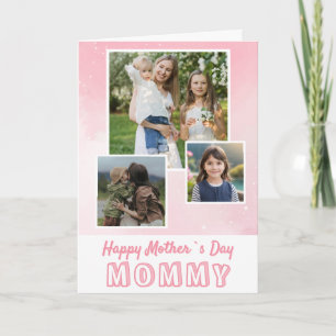 Niedlich Pink Happy Mother Day 3 Foto Karte