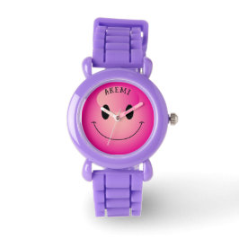 Niedlich Pink Harajuku lächelnd Emoji Face Armbanduhr
