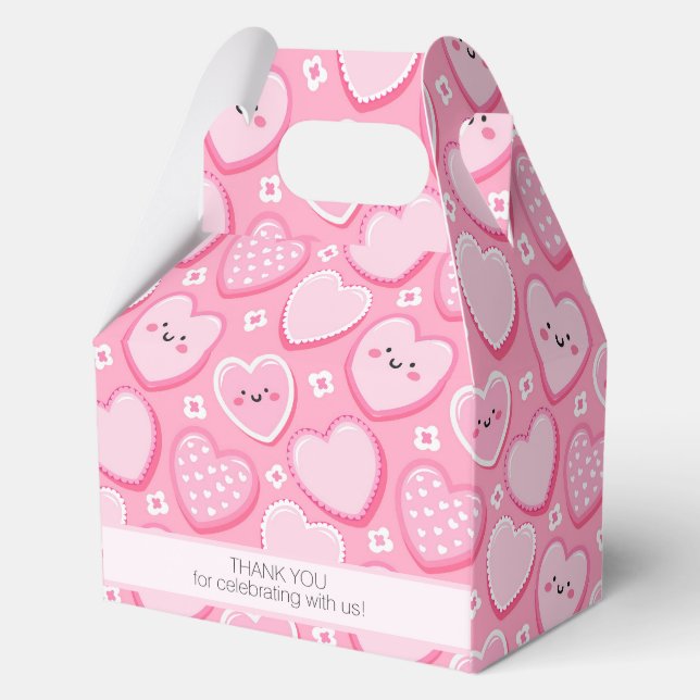 Niedlich Pink Hearts Girl Geburtstagsparty Geschenkschachtel (Vorderseite)