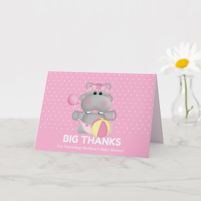 Niedlich Pink Hippo Big Vielen Dank an die Karte (Kleine Pflanze)
