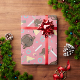 Niedlich Pink Hippo Geschenkpapier