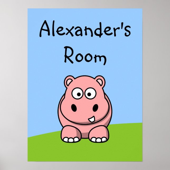 Niedlich Pink Hippo Poster (Vorne)