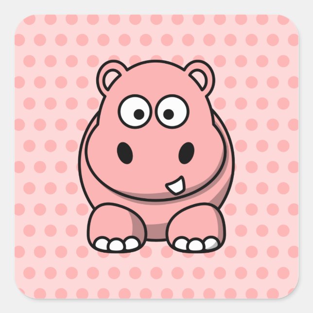 Niedlich Pink Hippo Quadratischer Aufkleber (Vorderseite)