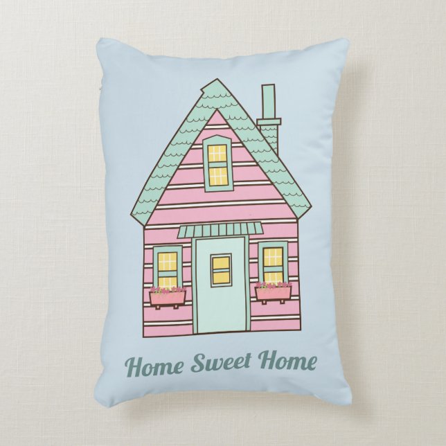 Niedlich Pink House Zuhause Sweet Zuhause Dekokissen (Vorderseite(Vertikal))