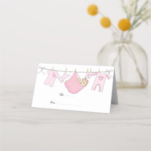 Niedlich Pink Illustration Baby Dusche Platzkarte
