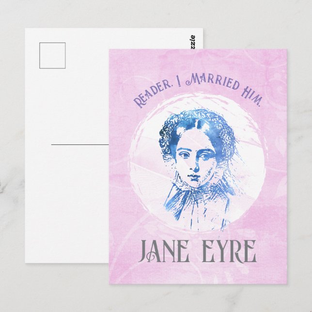 Niedlich Pink Jane Eyre Portrait Reader I Verheira Postkarte (Vorne/Hinten)