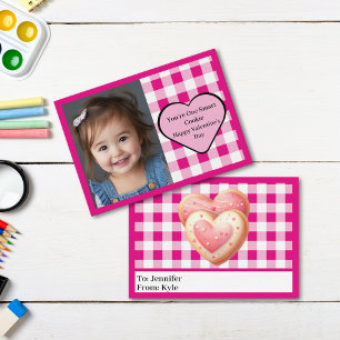 Niedlich Pink Kariert Cookie Foto Klassenzimmer Va Mitteilungskarte