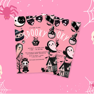 Niedlich Pink Kawai Spooky Time Halloween-Party Einladung