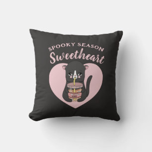 Niedlich Pink Kawaii Cat Spooky Season Sweetheart Kissen