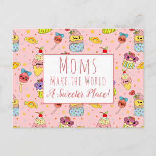 Niedlich Pink Kawaii Cupcake Happy Mother Day Postkarte