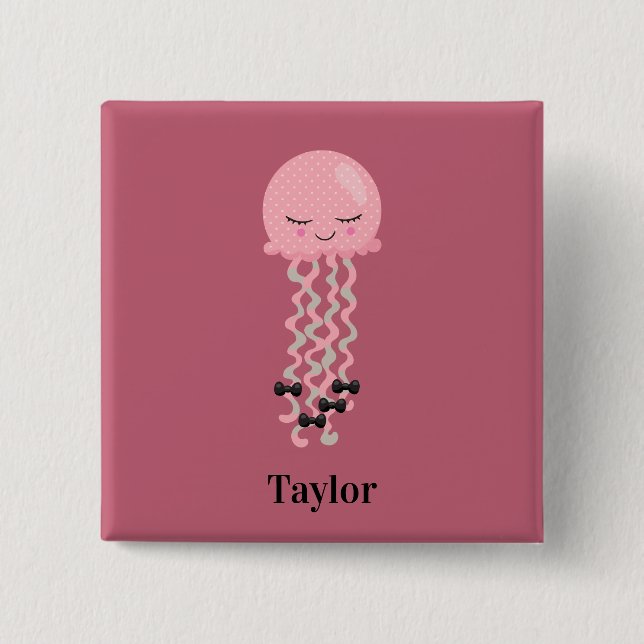 Niedlich Pink Kawaii Jellyfish Button (Vorderseite)