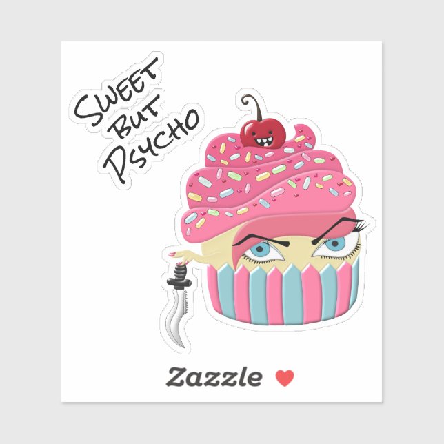 Niedlich Pink Kawaii Killer Cupcake Halloween Aufkleber (Blatt)