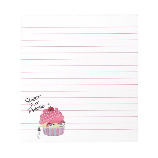 Niedlich Pink Kawaii Killer Cupcake Halloween-Part Notizblock (Vorderseite)
