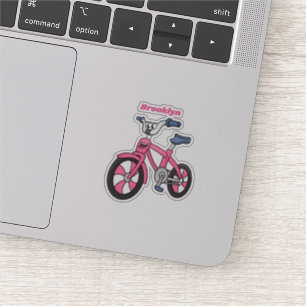Niedlich-pink-Kinder Fahrrad Cartoon Abbildung Aufkleber