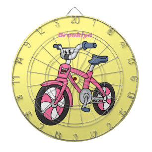 Niedlich-pink-Kinder Fahrrad Cartoon Abbildung Dartscheibe