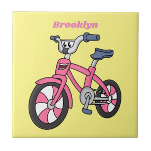 Niedlich-pink-Kinder Fahrrad Cartoon Abbildung Fliese