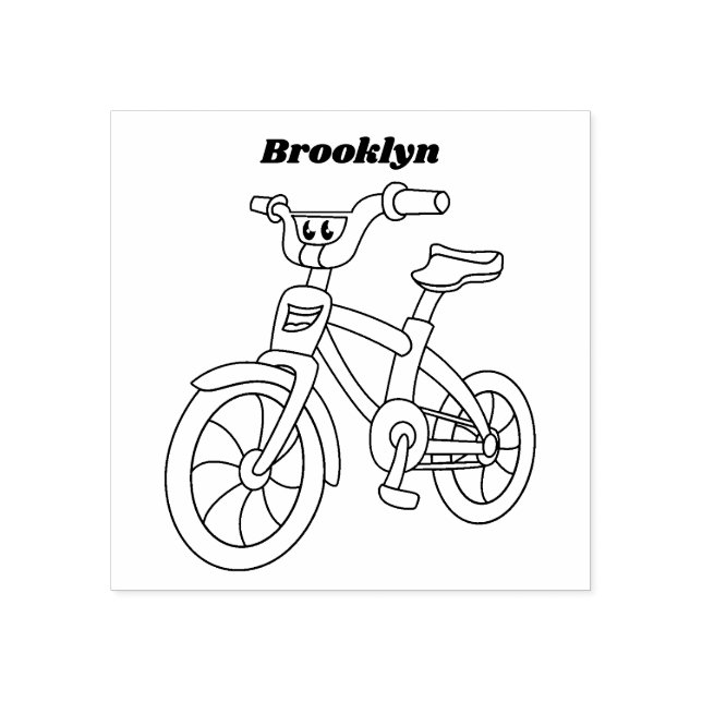 Niedlich-pink-Kinder Fahrrad Cartoon Abbildung Gummistempel (Prägung)