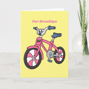 Niedlich-pink-Kinder Fahrrad Cartoon Abbildung Karte