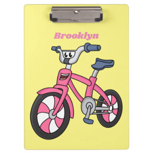 Niedlich-pink-Kinder Fahrrad Cartoon Abbildung Klemmbrett