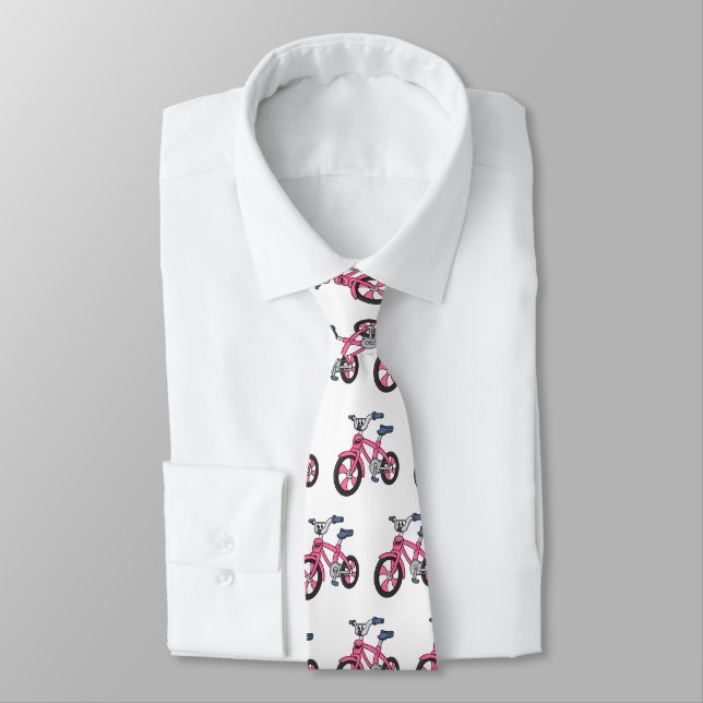 Niedlich-pink-Kinder Fahrrad Cartoon Abbildung Krawatte (Gebunden)