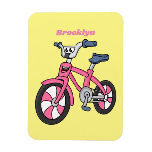 Niedlich-pink-Kinder Fahrrad Cartoon Abbildung Magnet