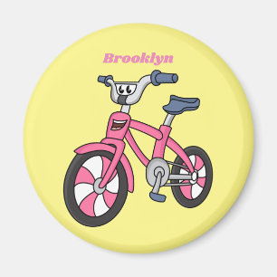Niedlich-pink-Kinder Fahrrad Cartoon Abbildung Magnet