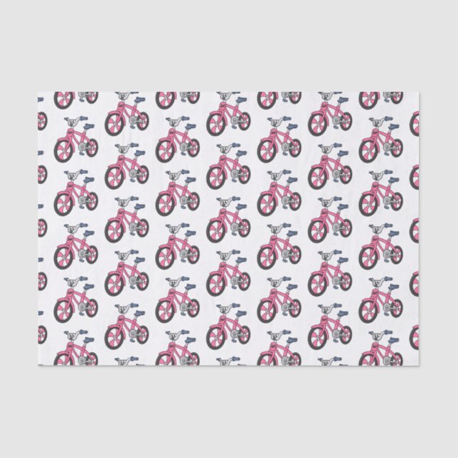 Niedlich-pink-Kinder Fahrrad Cartoon Abbildung Seidenpapier (Vorderseite)